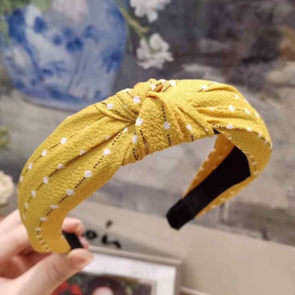 Yellow Headband with Gold Dots
